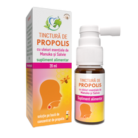 Tinctura de propolis cu uleiuri esentaile de manuka si salvie, 20 ml, Justin Pharma - 1