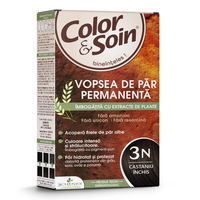 Vopsea de par fara amoniac, fara silicon, castaniu inchis, 3N, Color&Soin - 1