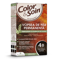 Vopsea de par fara amoniac, fara silicon, castaniu saten, 4B, Color&Soin - 1