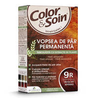 Vopsea de par fara amoniac, fara silicon, roscat aprins, 9R, Color&Soin - 1