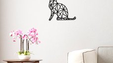 Accesoriu decorativ de perete din lemn si metal Kedi Negru 35x46 cm
