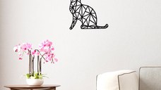 Accesoriu decorativ de perete din lemn si metal Kedi Negru 35x46 cm