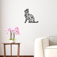 Accesoriu decorativ de perete din lemn si metal Kedi Negru 35x46 cm - 1