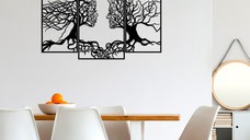 Accesoriu decorativ de perete metalic Metal-499 Negru 116x71 cm