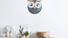Accesoriu decorativ de perete metalic Owl Argintiu 19x19 cm