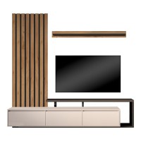 Ansamblu comoda TV Claironse Pako World Sonoma 225x37.6x210 cm - 1