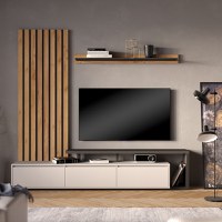 Ansamblu comoda TV Claironse Pako World Sonoma 225x37.6x210 cm - 2