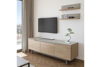 Ansamblu Comoda TV Kasia Stejar-Gri deschis180x35x48.5 cm - 1
