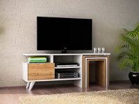 Ansamblu Comoda TV Nature Alb-Walnut - 1