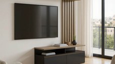 Ansamblu comoda TV Perlento Negru 140x41x219.5 cm