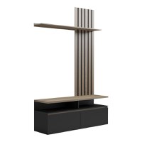 Ansamblu comoda TV Perlento Negru 140x41x219.5 cm - 2