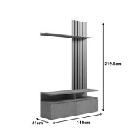 Ansamblu comoda TV Perlento Negru 140x41x219.5 cm - 7