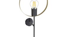 Aplica de perete, 1 lumini, Bendia, Negru, 25x15x52 cm