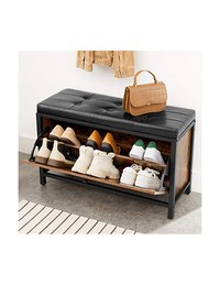 Bancheta tip pantofar, Vasagle, LSB049B01, Maro Rustic, 80 x 30 x 51 cm - 2