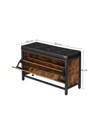 Bancheta tip pantofar, Vasagle, LSB049B01, Maro Rustic, 80 x 30 x 51 cm - 7