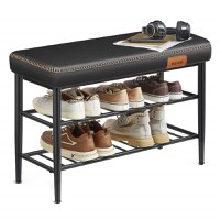 Bancuta hol cufar cu depozitare, Vasagle, Negru, 80x30x50 cm - 2