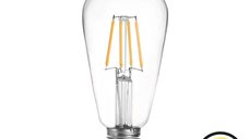 Bec LED ST64 dimabil, 4 W, soclu E27, sticla transparenta, 2700 K