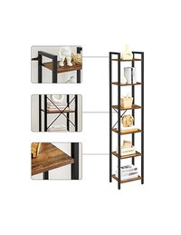 Biblioteca cu 6 rafturi, Vasagle, 30 x 40 x 187.5 cm, LLS101B01, Maro Rustic - 4