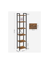 Biblioteca cu 6 rafturi, Vasagle, 30 x 40 x 187.5 cm, LLS101B01, Maro Rustic - 5