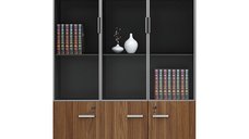 Biblioteca Oscar cu usi din sticla nuc - dimensiuni 120x40x200cm