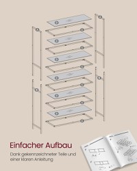 Biblioteca Vasagle Auriu 80x30x176.5 cm - 7