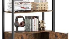 Biblioteca Vasagle cu Design Rustic, Maro si Negru, 24 x 60 x 159.5 cm