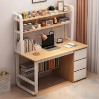 Birou cu raft Soco MDF natural - alb 120x50x144cm - 1