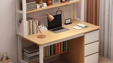 Birou cu raft Soco MDF natural - alb 120x50x144cm