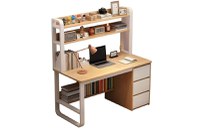 Birou cu raft Soco MDF natural - alb 120x50x144cm - 4