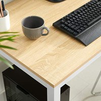 Birou, Vasagle, Lemn-Alb, 120x60x76 cm - 4