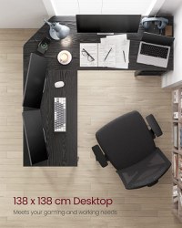 Birou, Vasagle, Negru, 138x138x76 cm - 5