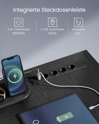 Birou Vasagle Negru 150x120x89 cm - 4