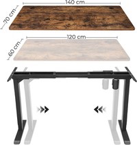 Cadru birou reglabil, Songmics, Negru, 110-155x58x68-116 cm - 3