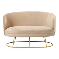 Canapea 2 locuri Rony catifea bej cu picioare metalice aurii 135x75x85 cm - 3