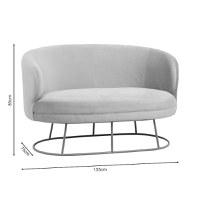 Canapea 2 locuri Rony catifea bej cu picioare metalice aurii 135x75x85 cm - 5