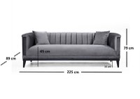 Canapea 3 locuri Trendy Gri inchis 225x79x89 cm - 4