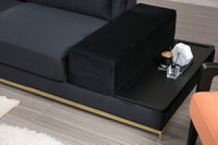 Canapea 4 locuri Line, Negru Auriu - 4