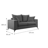 Canapea cu 2 locuri Verona 2 Pako World Gri inchis 173x93x100 cm - 4