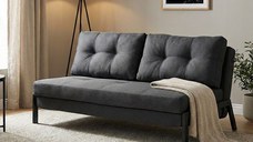 Canapea extensibila 2 locuri, Fancy, Gri inchis, 150x92x77 cm