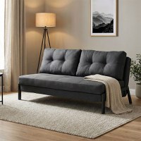 Canapea extensibila 2 locuri, Fancy, Gri inchis, 150x92x77 cm - 1