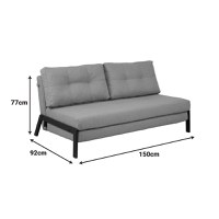 Canapea extensibila 2 locuri, Fancy, Gri inchis, 150x92x77 cm - 10