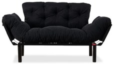 Canapea extensibila 2 locuri PWF-0018 cu stofa de culoare neagra 155x73x85cm
