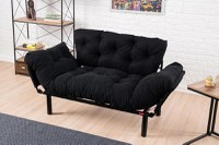 Canapea extensibila 2 locuri PWF-0018 cu stofa de culoare neagra 155x73x85cm - 2