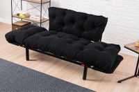 Canapea extensibila 2 locuri PWF-0018 cu stofa de culoare neagra 155x73x85cm - 3