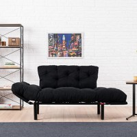Canapea extensibila 2 locuri PWF-0018 cu stofa de culoare neagra 155x73x85cm - 5