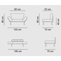Canapea extensibila 2 locuri PWF-0018 cu stofa de culoare neagra 155x73x85cm - 8
