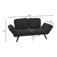 Canapea extensibila 3 locuri, Pako World, Jackie, Antracit-Negru, 190x78x75 cm - 6