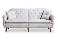 Canapea extensibila 3 locuri PWF-0179 material textil de culoare crem 202x82x83cm - 1