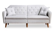 Canapea extensibila 3 locuri PWF-0179 material textil de culoare crem 202x82x83cm