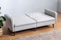 Canapea extensibila 3 locuri PWF-0179 material textil de culoare crem 202x82x83cm - 2